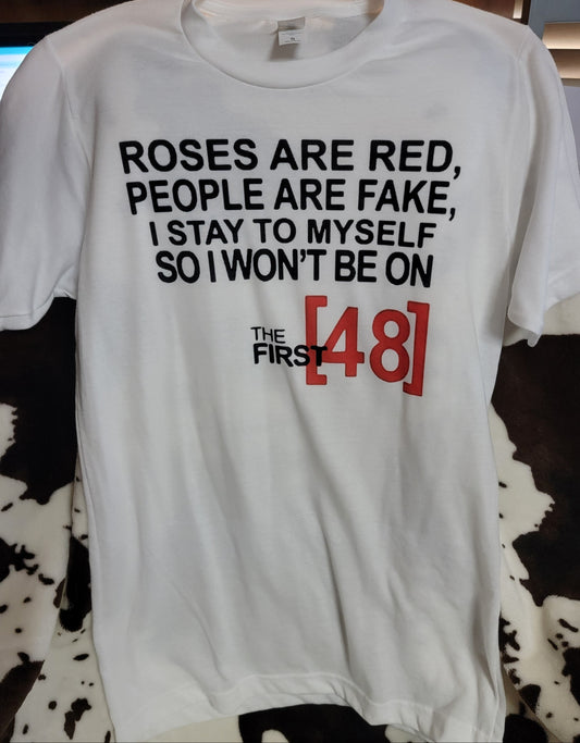 First 48 White T-Shirt Short Sleeve Graphic Tee