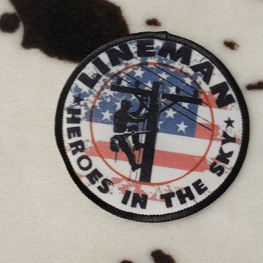Lineman American Flag Hat Patch