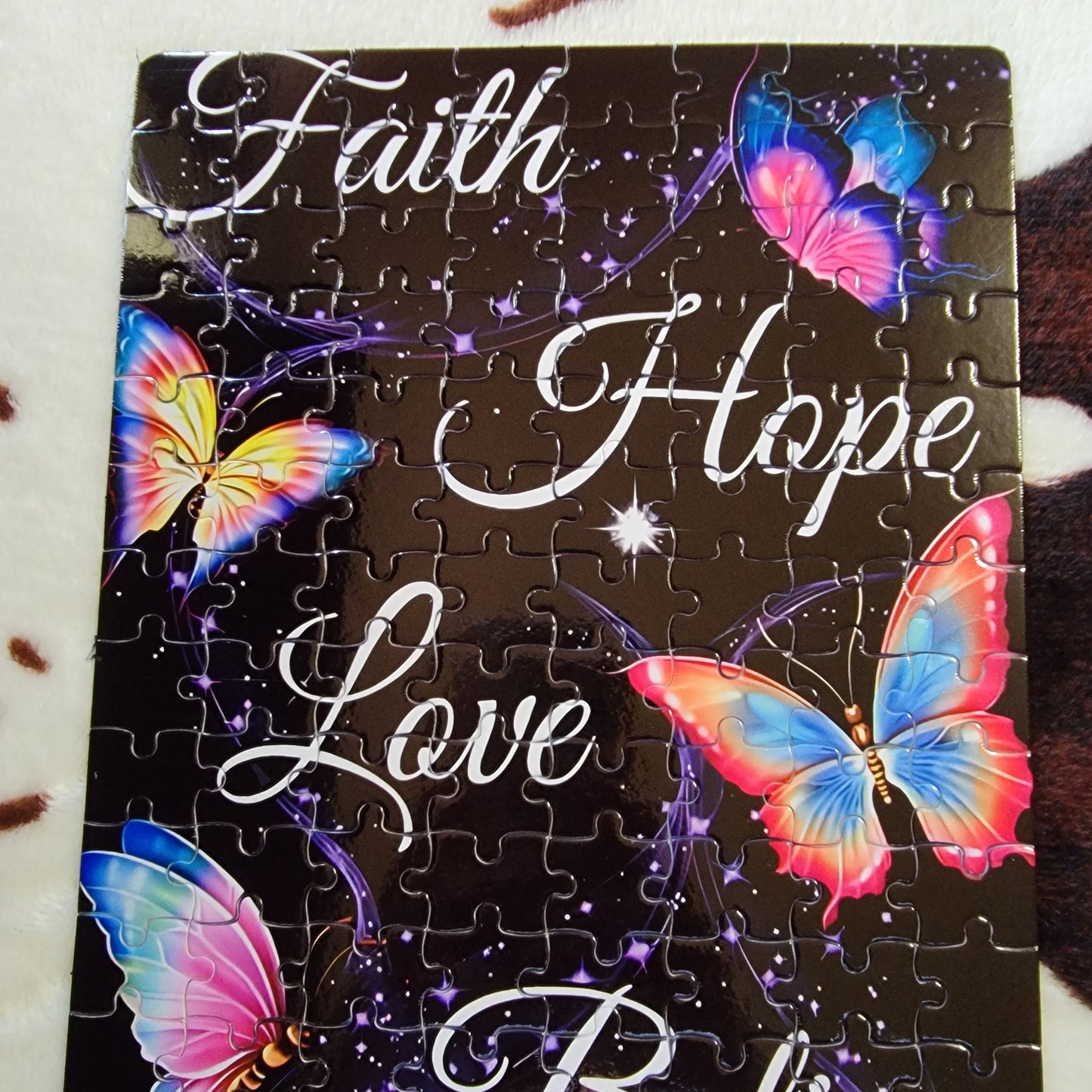 Faith Hope Love Butterfly 120 Piece Handmade Jigsaw Puzzle
