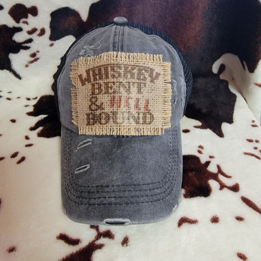 Whiskey Bent Criss Cross Ponytail Patch Hat