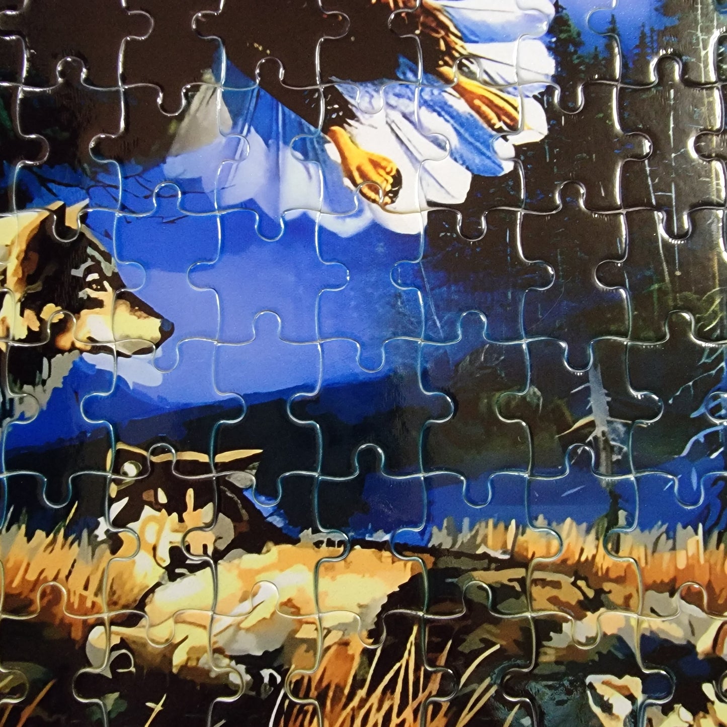 Eagle Wolf Mountain 120 Piece Handmade Jigsaw Puzzle