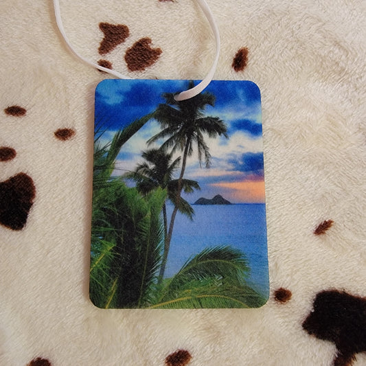 Beach Palm Trees Unscented Car Air Freshener Freshie