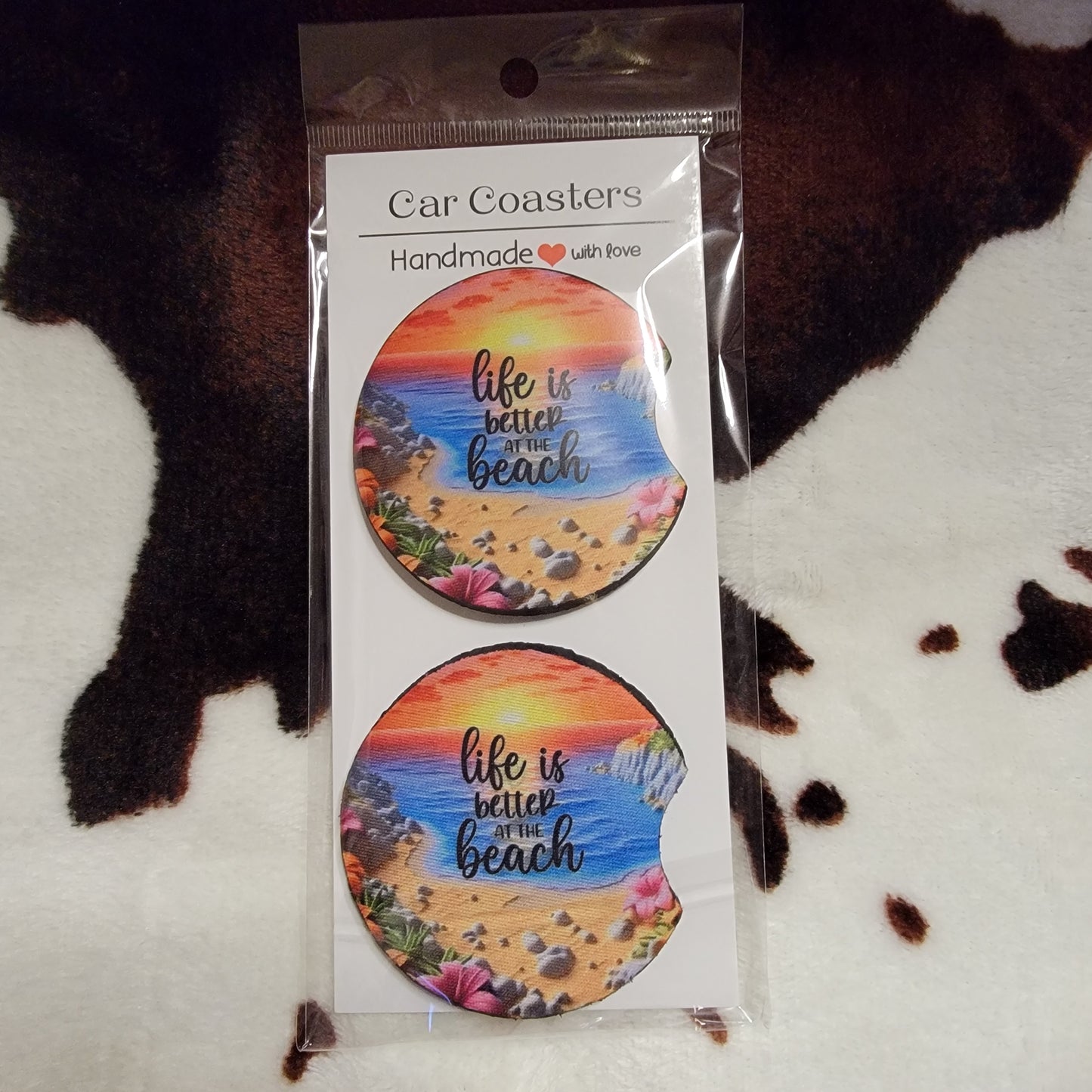 Life Is Better At The Beach Neoprene Car Coasters