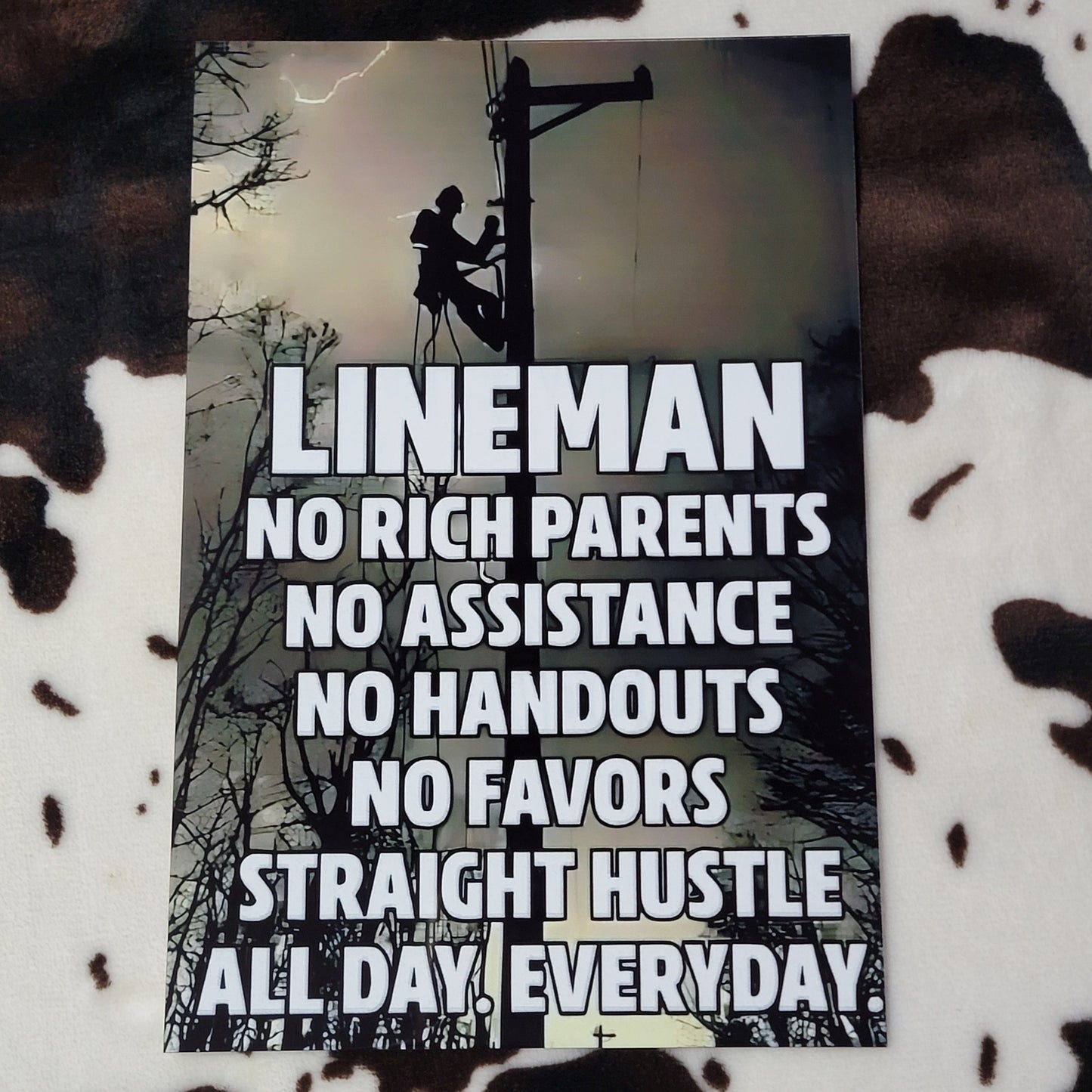 Lineman Power Pole Metal Sign