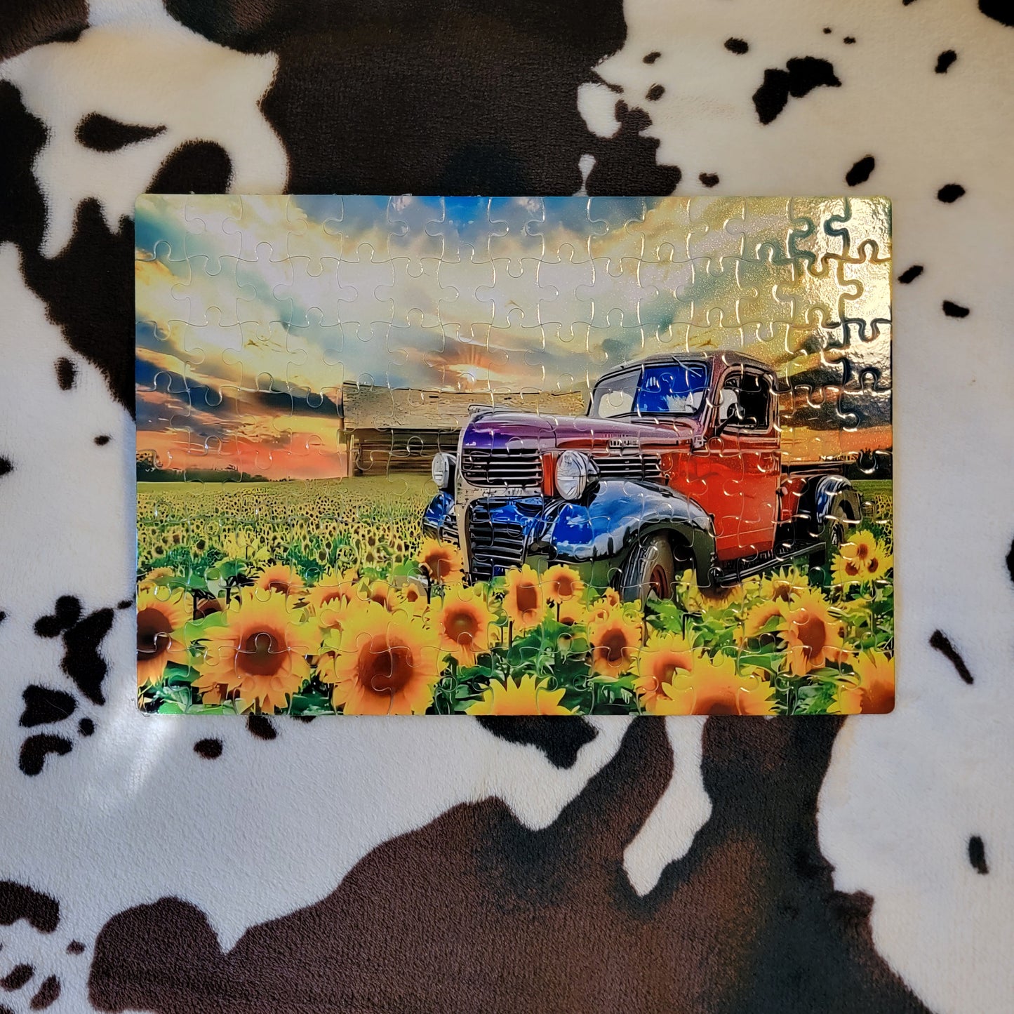 Sunflower Field Truck 120 Piece Handmade Jigsaw Puzzle
