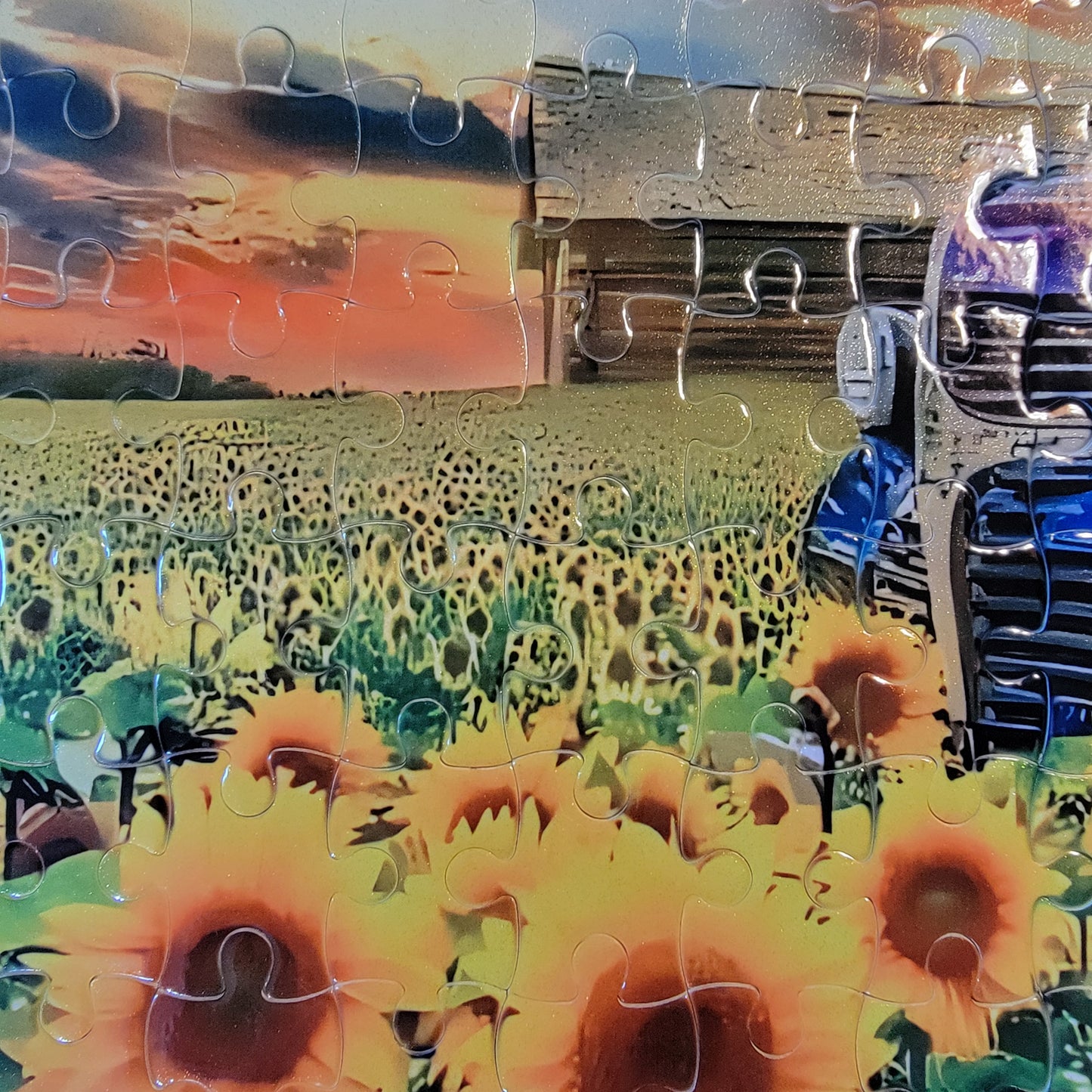 Sunflower Field Truck 120 Piece Handmade Jigsaw Puzzle