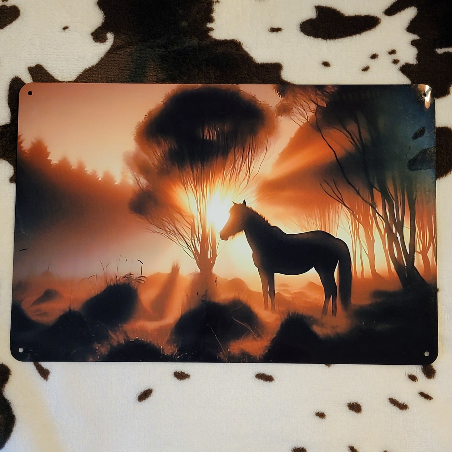 Sunrise Horse Western Animal Metal Sign