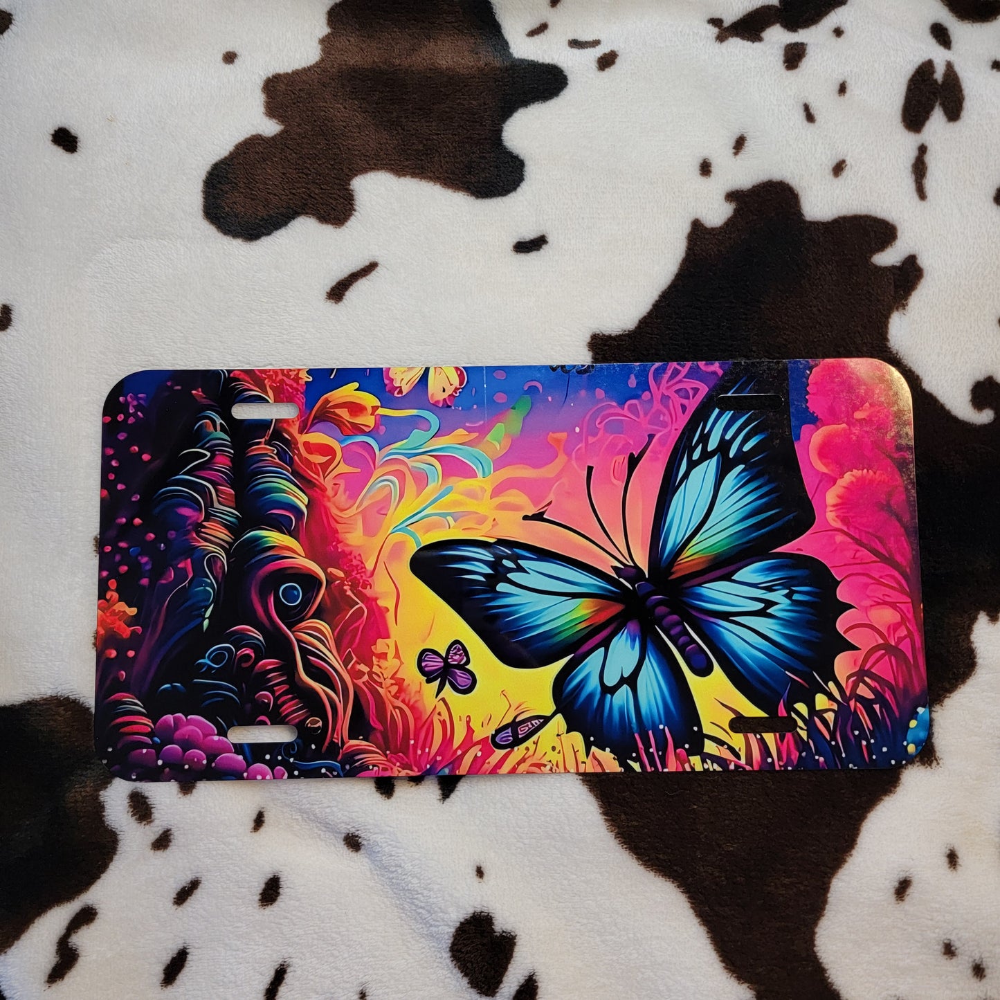 Neon Butterfly Custom Car Tag License Plate
