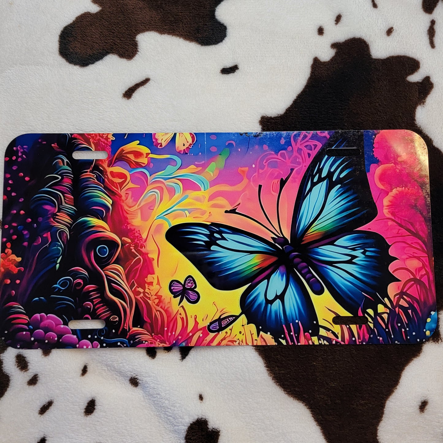 Neon Butterfly Custom Car Tag License Plate