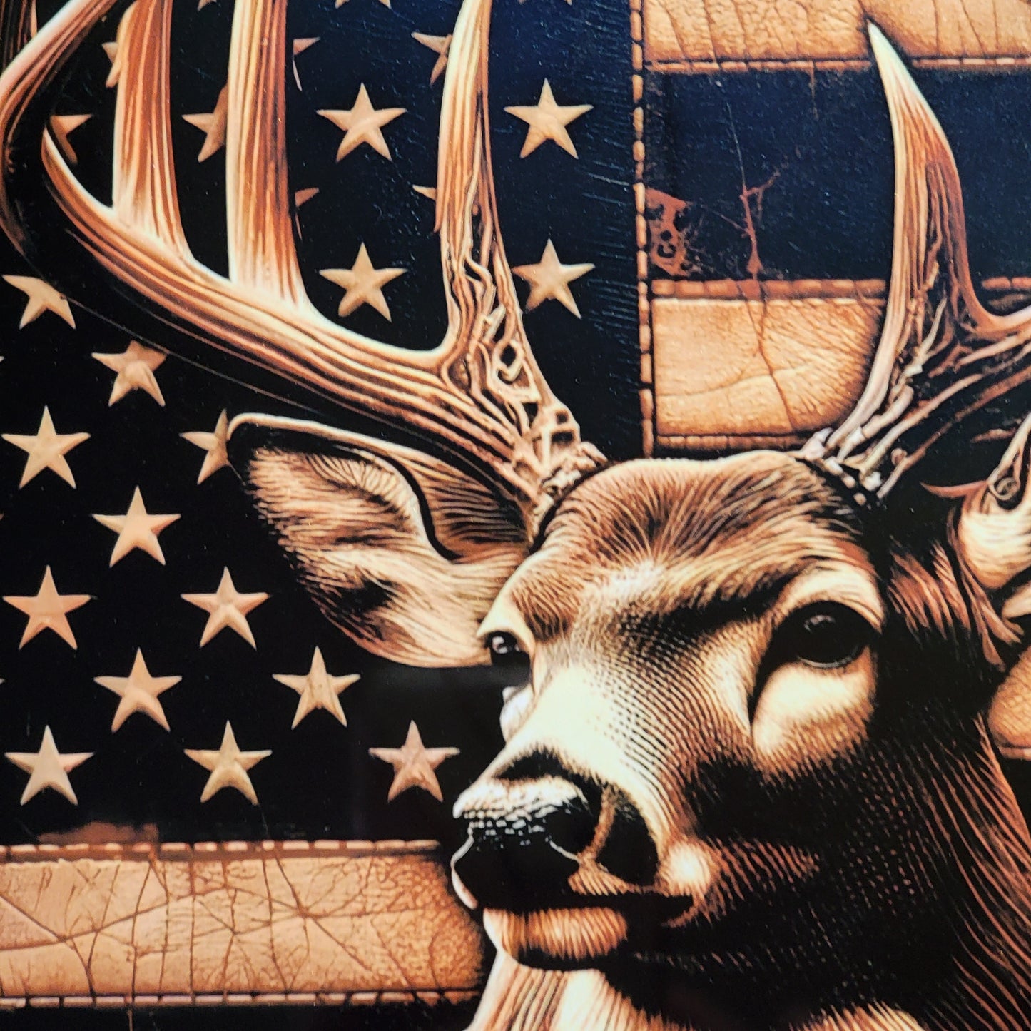 American Flag Deer Metal Sign
