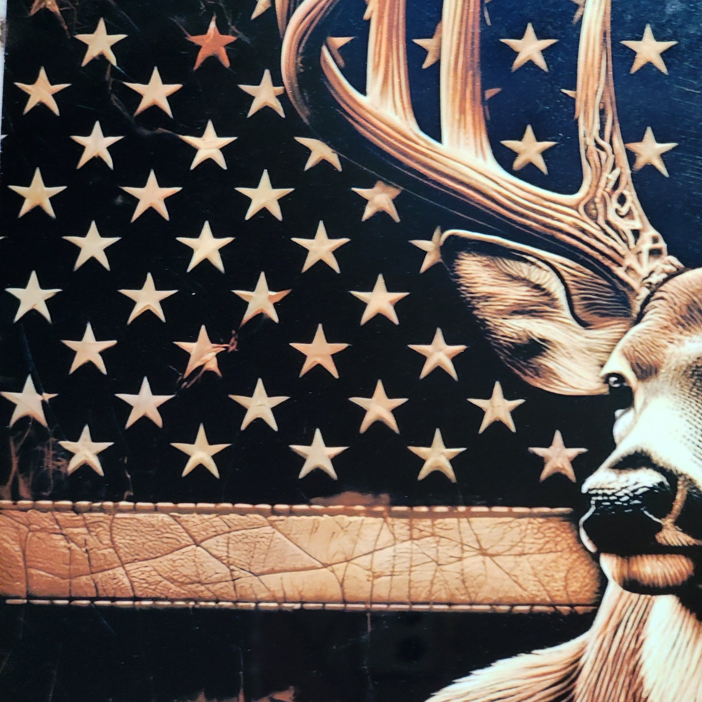 American Flag Deer Metal Sign