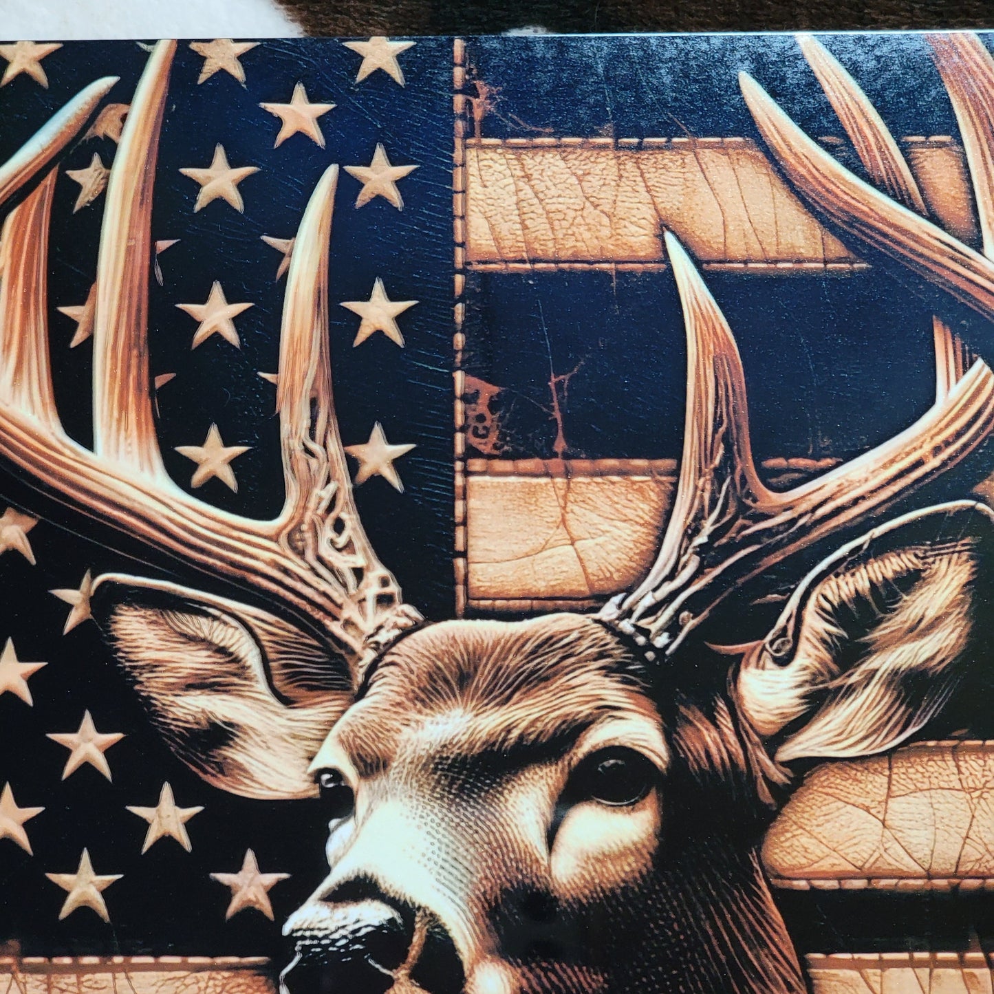 American Flag Deer Metal Sign