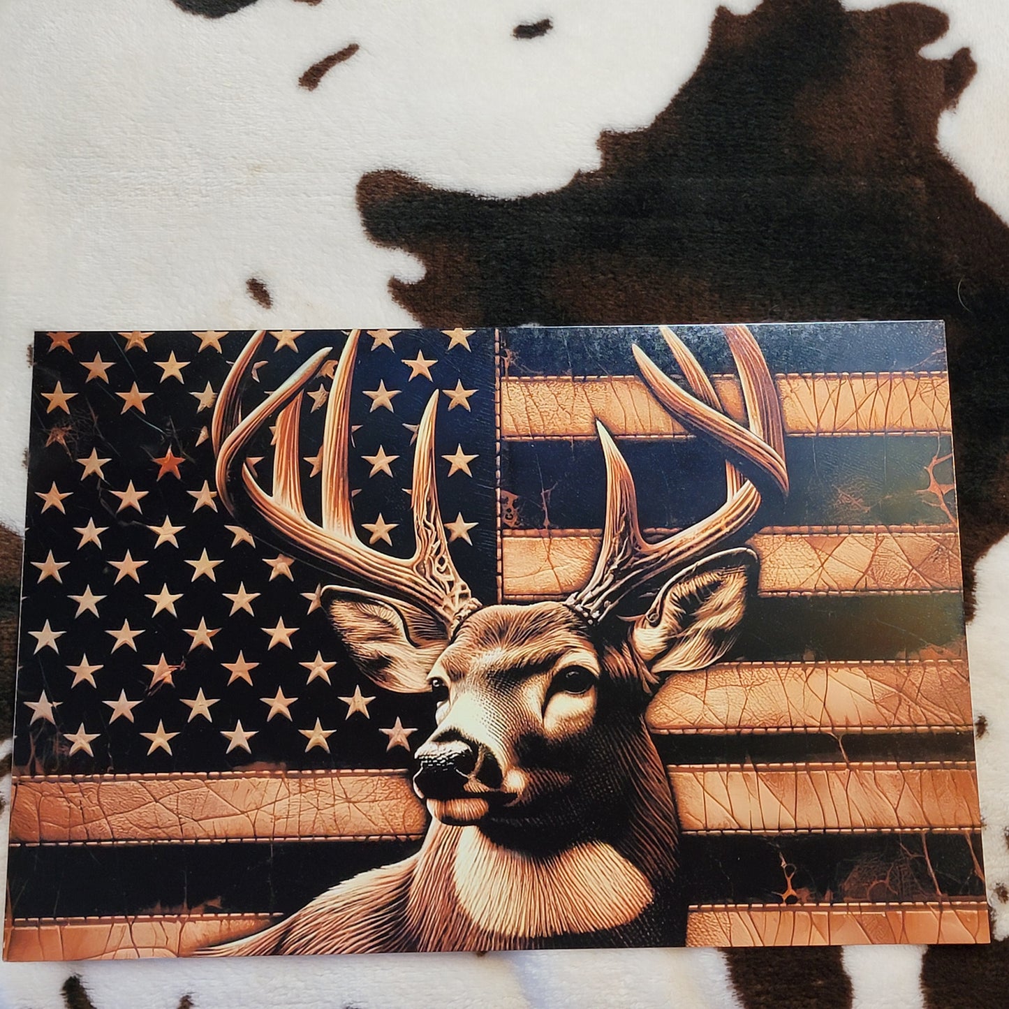 American Flag Deer Metal Sign