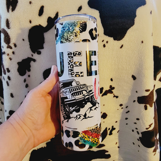 Animal Print Jeep Life 20oz Skinny Tumbler