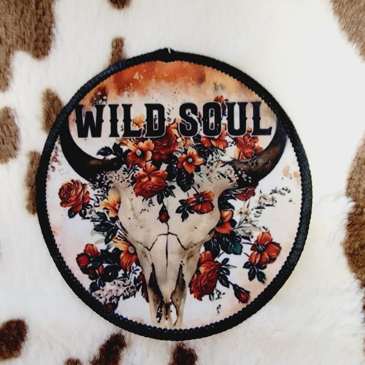Wild Soul Western Bull Skull Round Hat Patch
