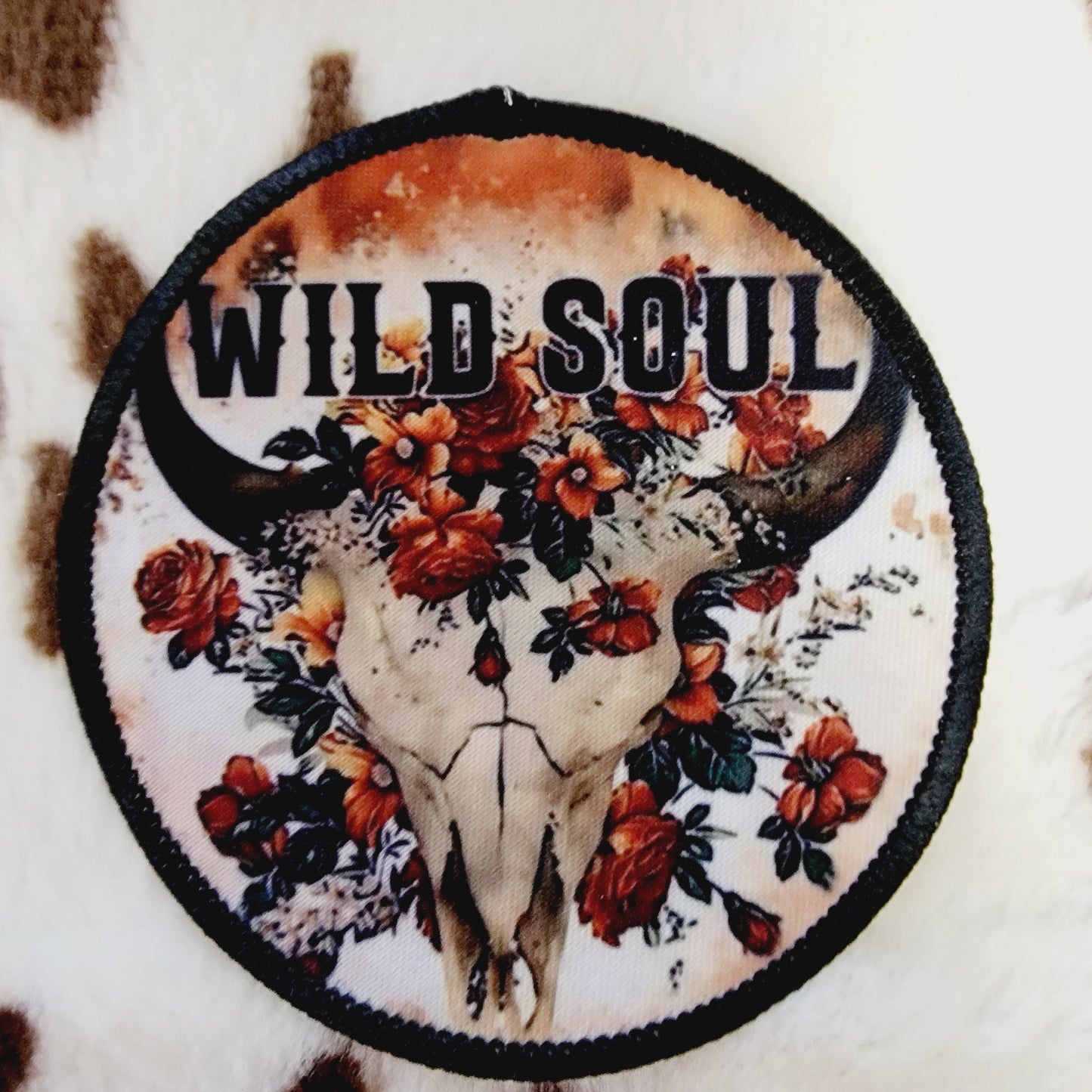 Wild Soul Western Bull Skull Round Hat Patch