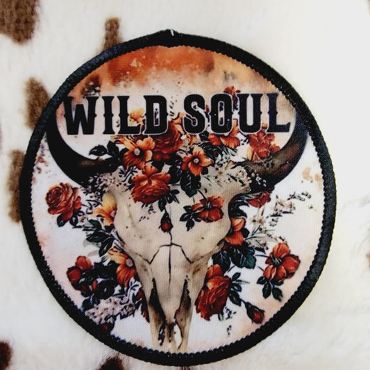 Wild Soul Western Bull Skull Round Hat Patch