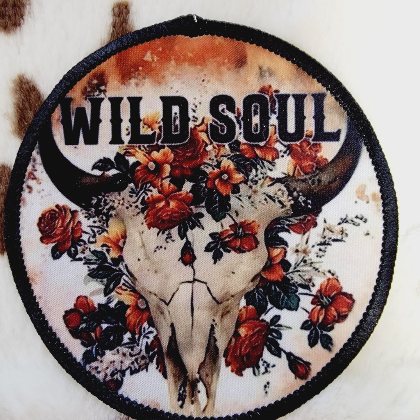 Wild Soul Western Bull Skull Round Hat Patch