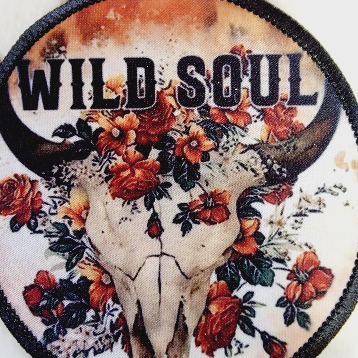 Wild Soul Western Bull Skull Round Hat Patch