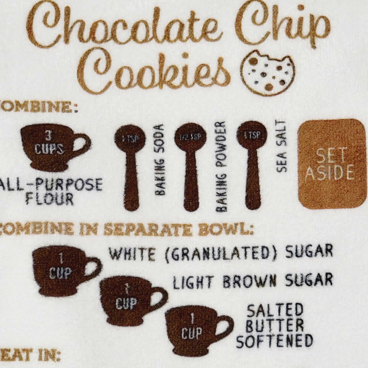 Chocolate Chip Cookie Recipe Microfiber Kitchen Dish Towel 16x24