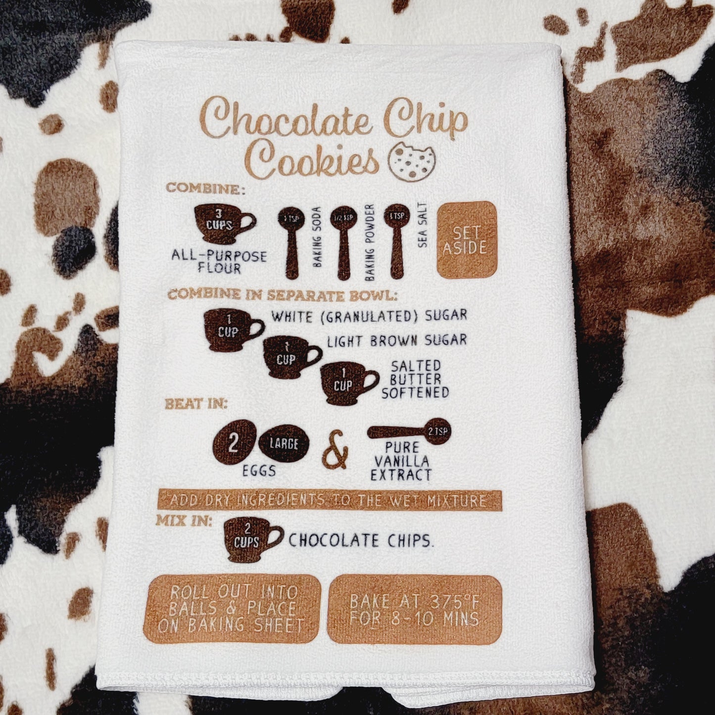 Chocolate Chip Cookie Recipe Microfiber Kitchen Dish Towel 16x24