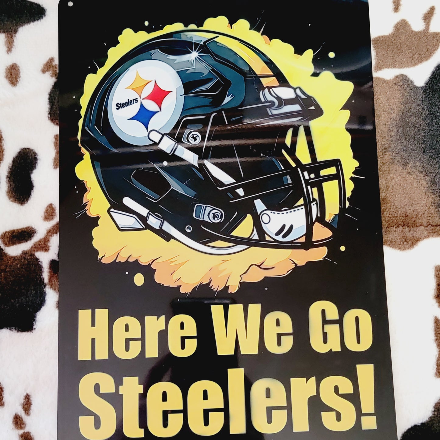 Steelers Football Here We Go Metal Sign