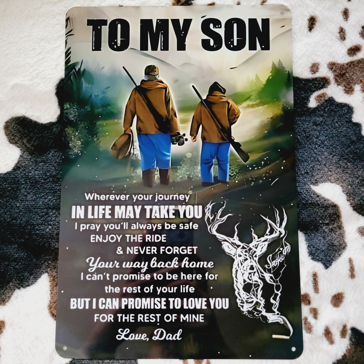 To My Son Love Dad Quote Metal Sign