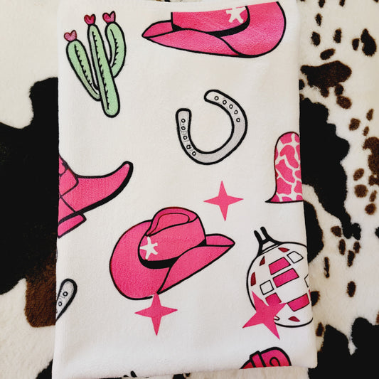 Cowgirl Hat Boots Western Microfiber Kitchen Dish Towel 16x24