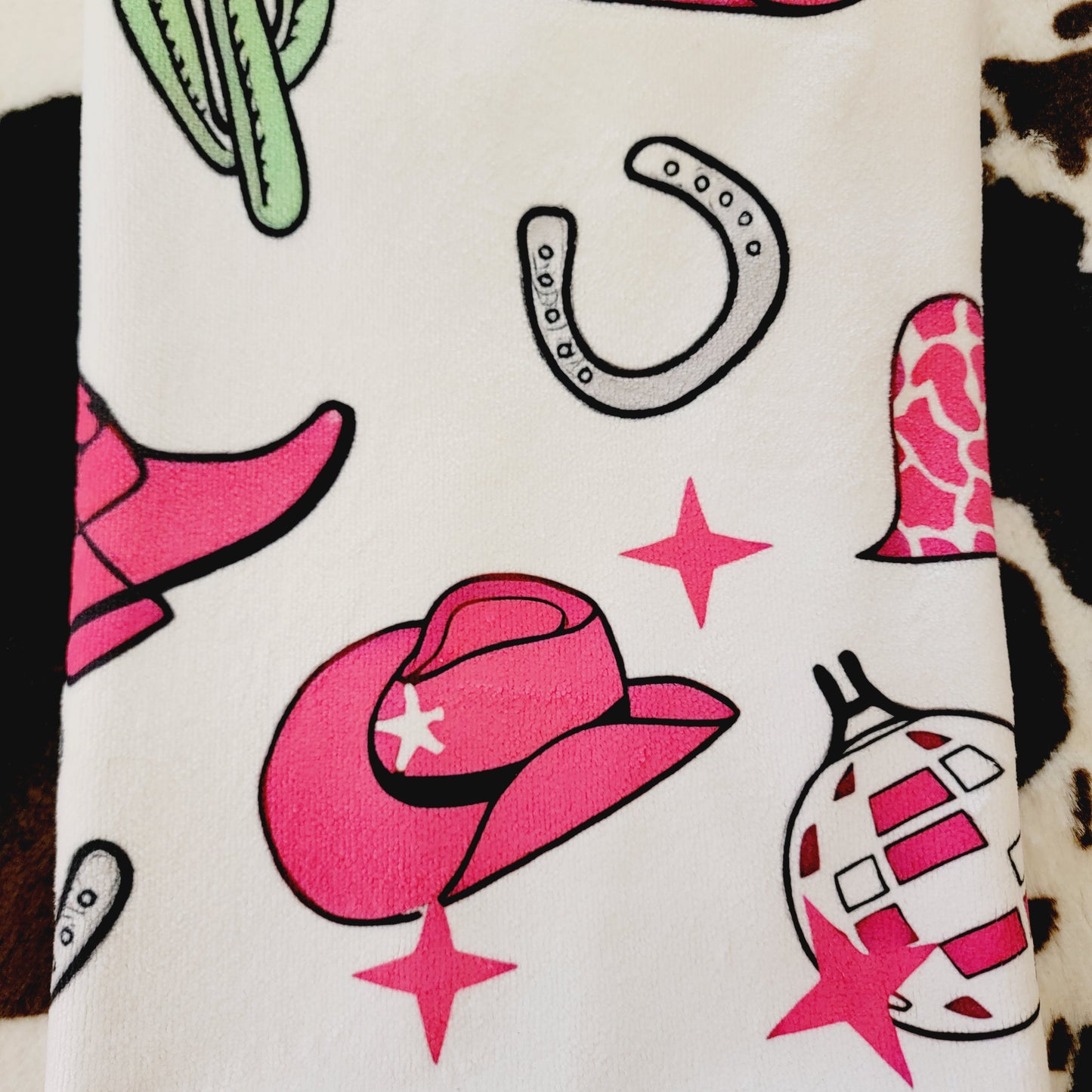 Cowgirl Hat Boots Western Microfiber Kitchen Dish Towel 16x24