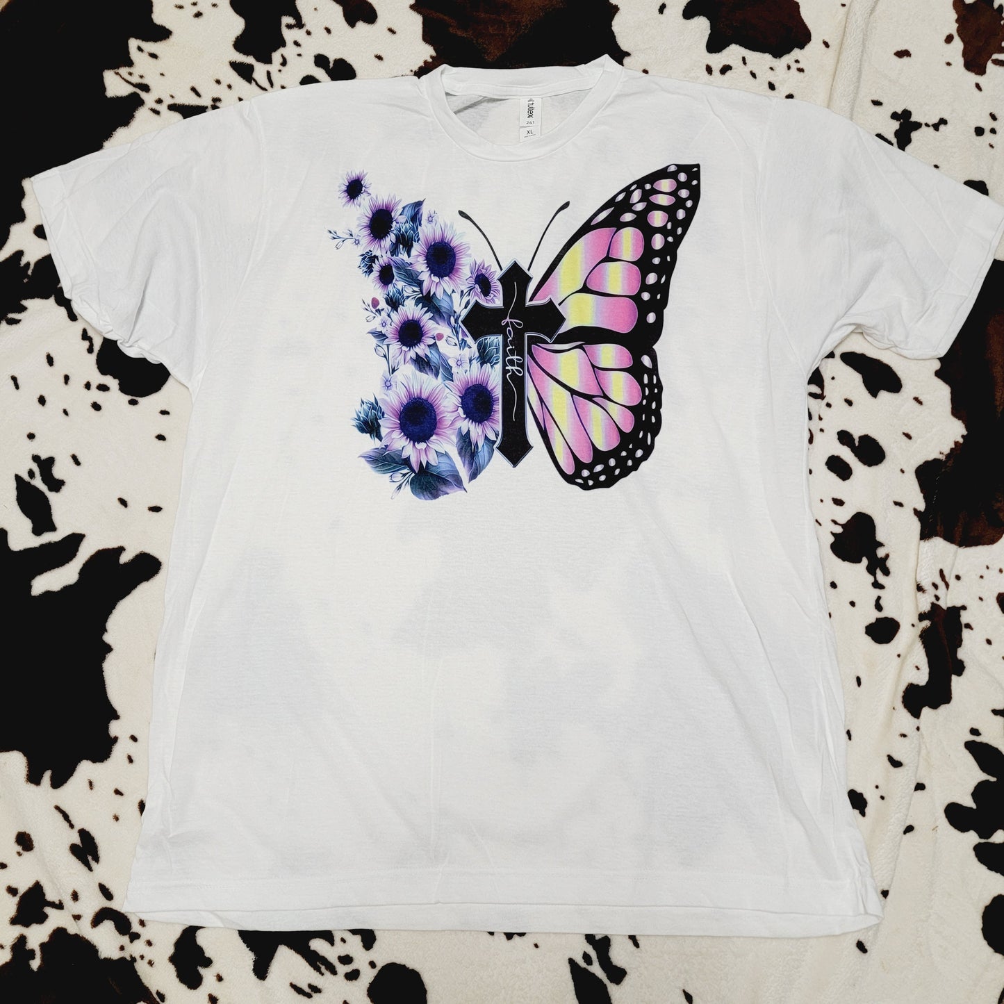 Butterfly Faith Floral Graphic T-Shirt