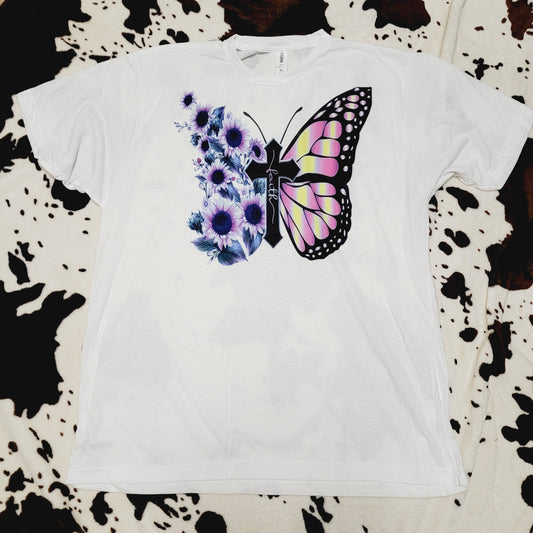 Butterfly Faith Floral Graphic T-Shirt
