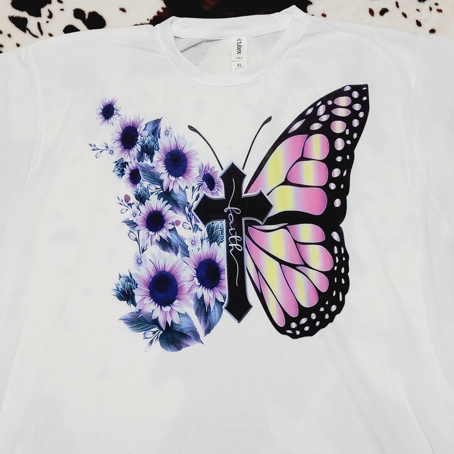Butterfly Faith Floral Graphic T-Shirt