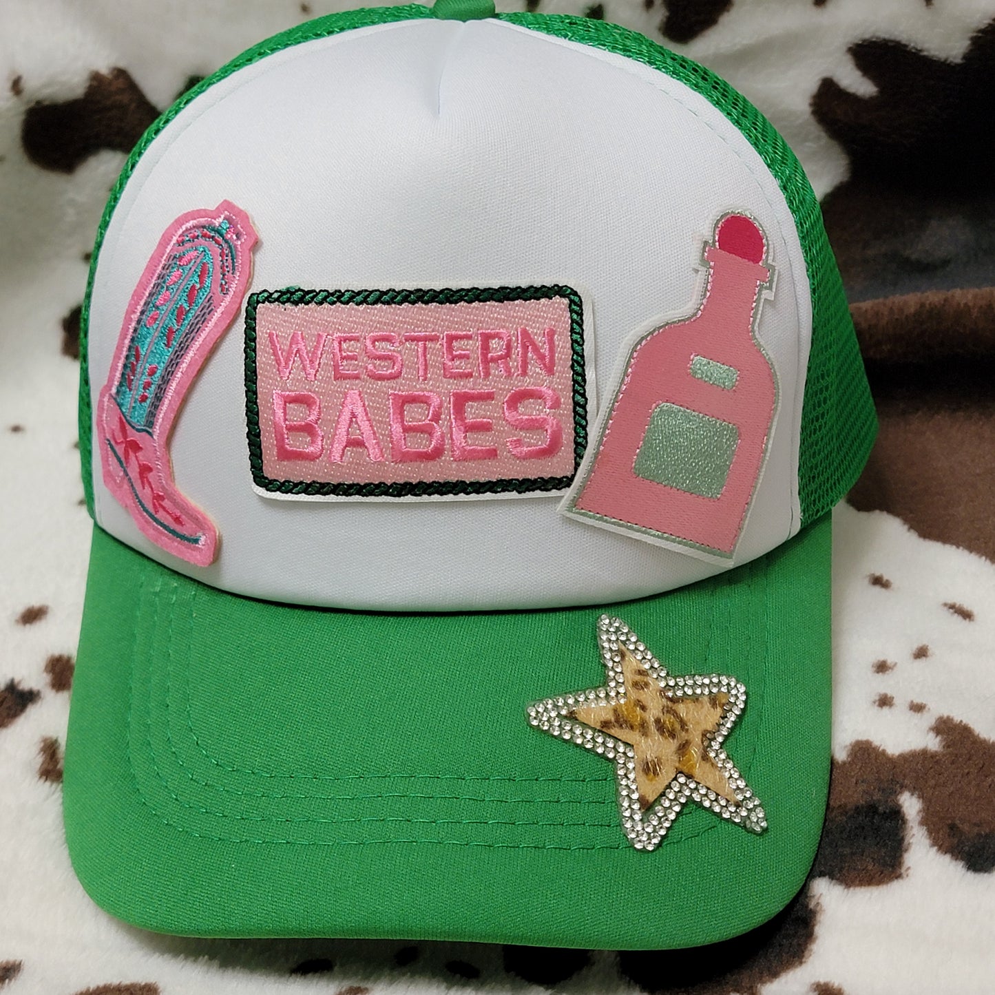 Western Babes Green Trucker Hat Snapback Custom Patches