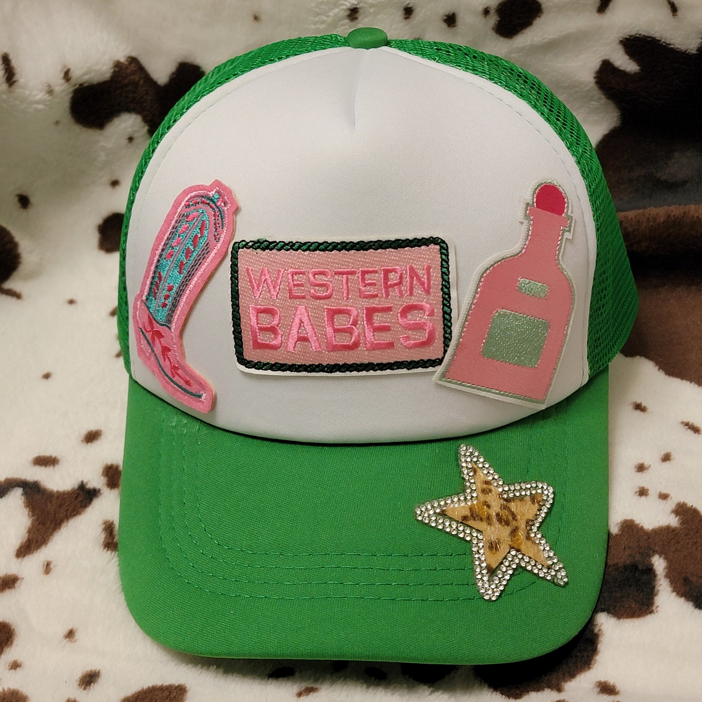 Western Babes Green Trucker Hat Snapback Custom Patches