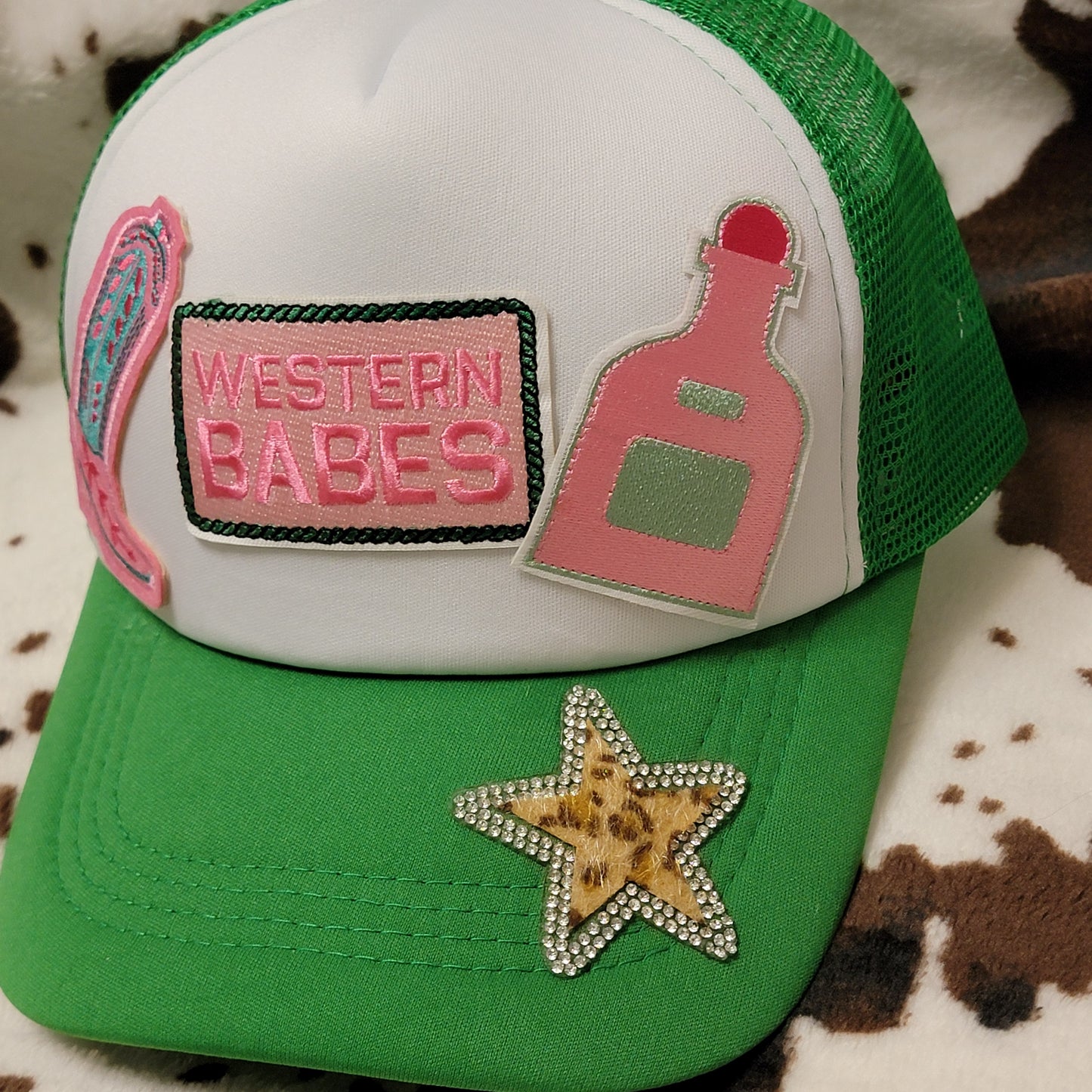 Western Babes Green Trucker Hat Snapback Custom Patches