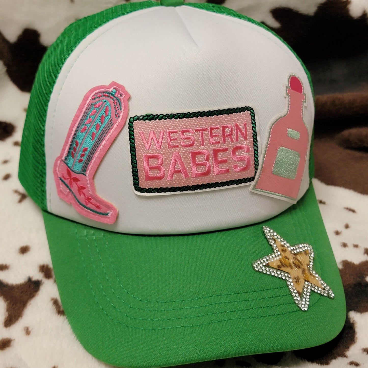 Western Babes Green Trucker Hat Snapback Custom Patches