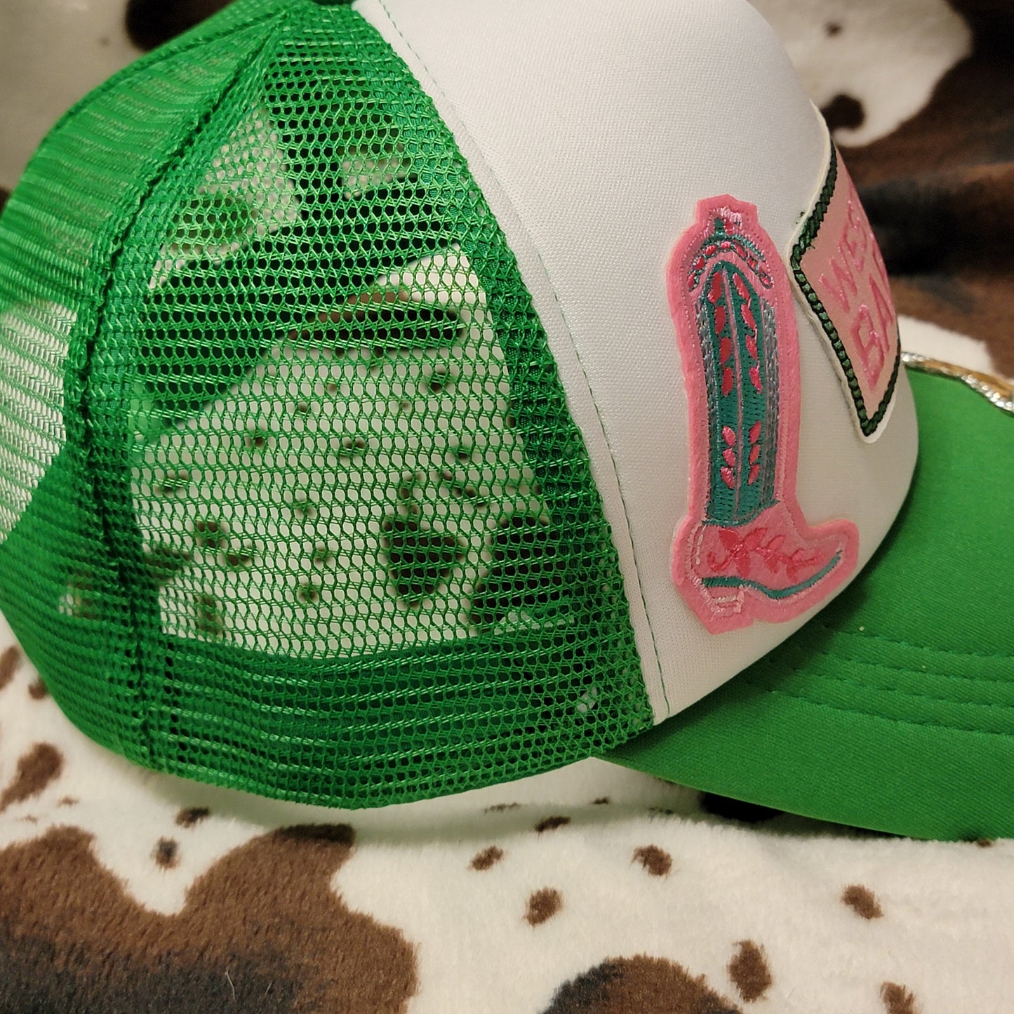 Western Babes Green Trucker Hat Snapback Custom Patches
