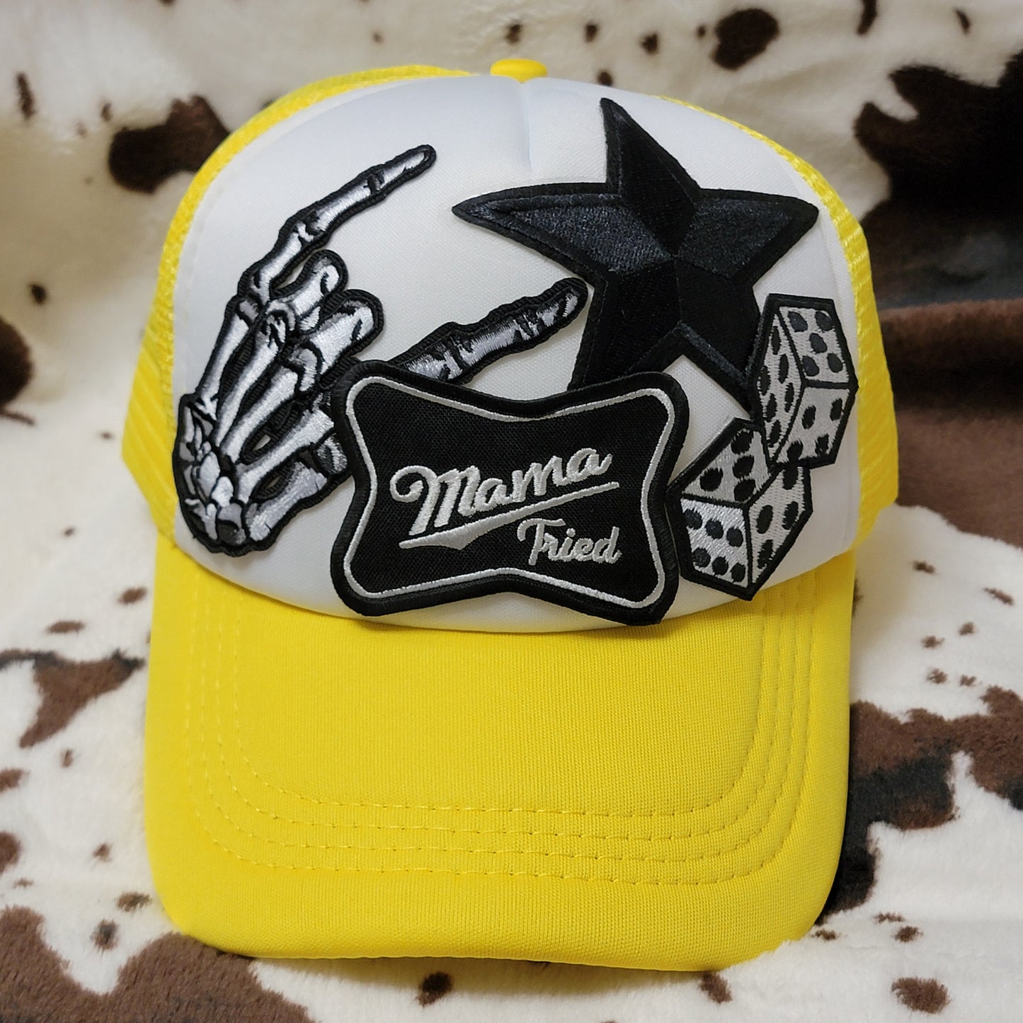 Mama Tried Yellow Western Trucker Hat Snapback Custom Patches