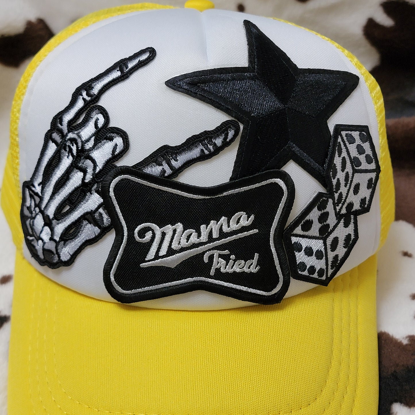 Mama Tried Yellow Western Trucker Hat Snapback Custom Patches