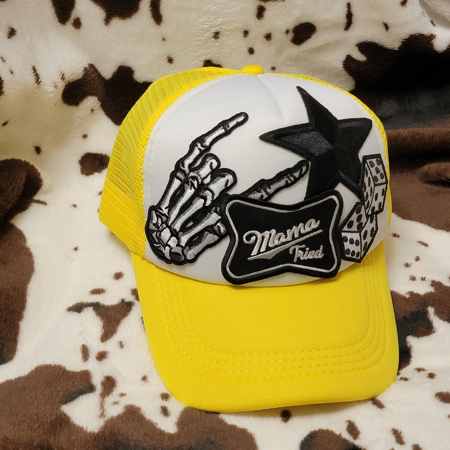Mama Tried Yellow Western Trucker Hat Snapback Custom Patches