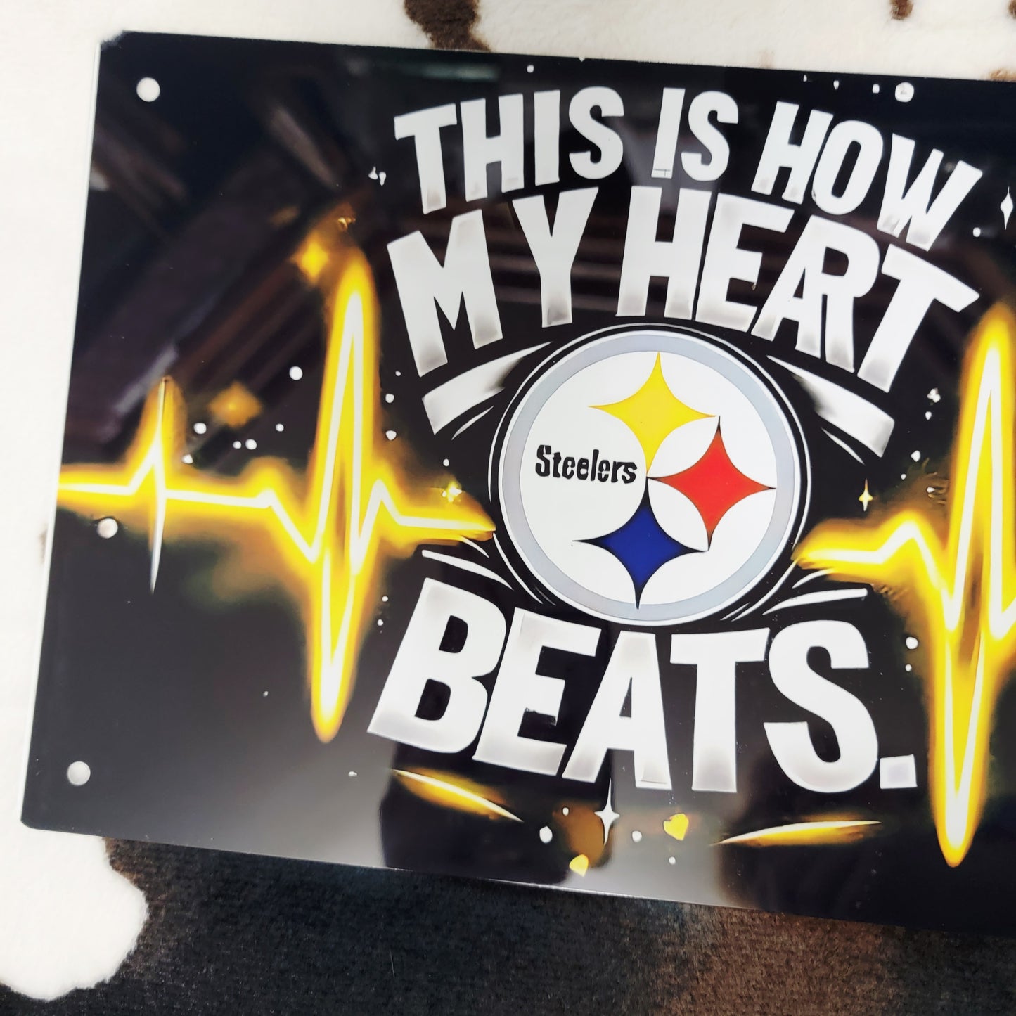 Steelers Football This Is How My Heart Beats Metal Sign