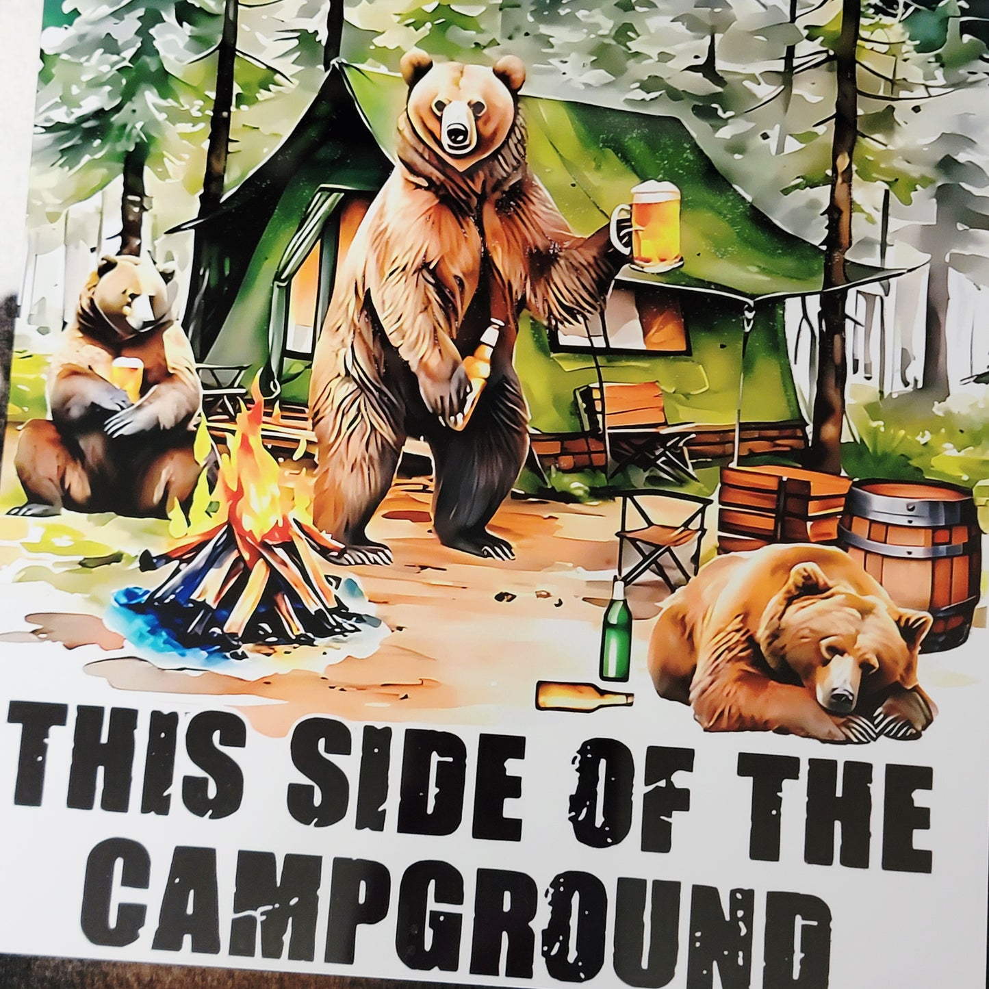 Drunkest Bunch Campground Bear Metal Sign