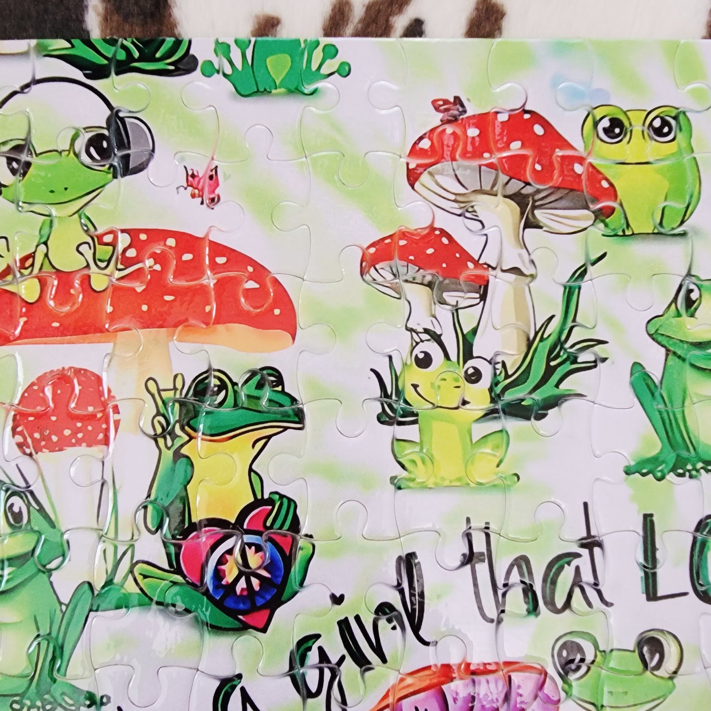 Just A Girl Who Loves Frogs 120 PC Handmade Jigsaw Puzzle