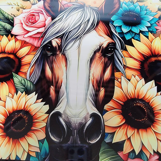 Horse Sunflower Western Floral Metal Sign