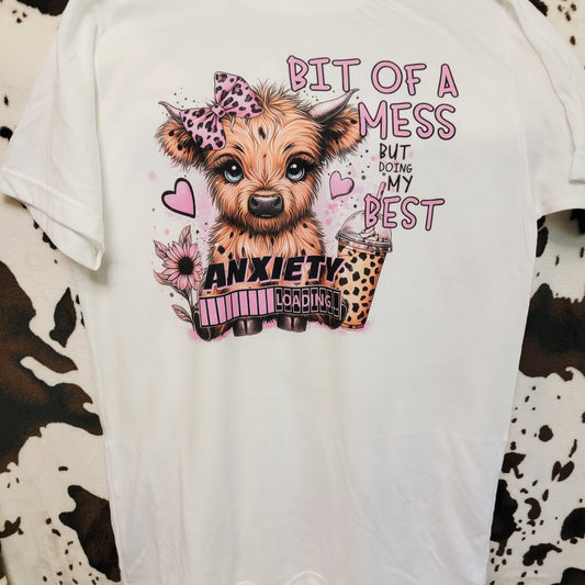 Highland Cow Anxiety Funny Graphic T-Shirt