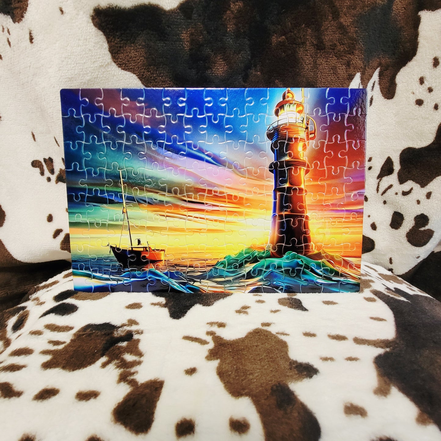 Lighthouse Colorful Ocean Handmade Jigsaw Puzzle