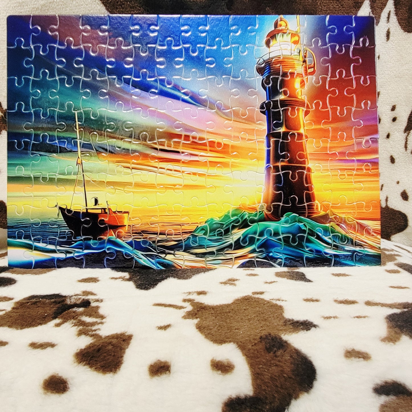 Lighthouse Colorful Ocean Handmade Jigsaw Puzzle