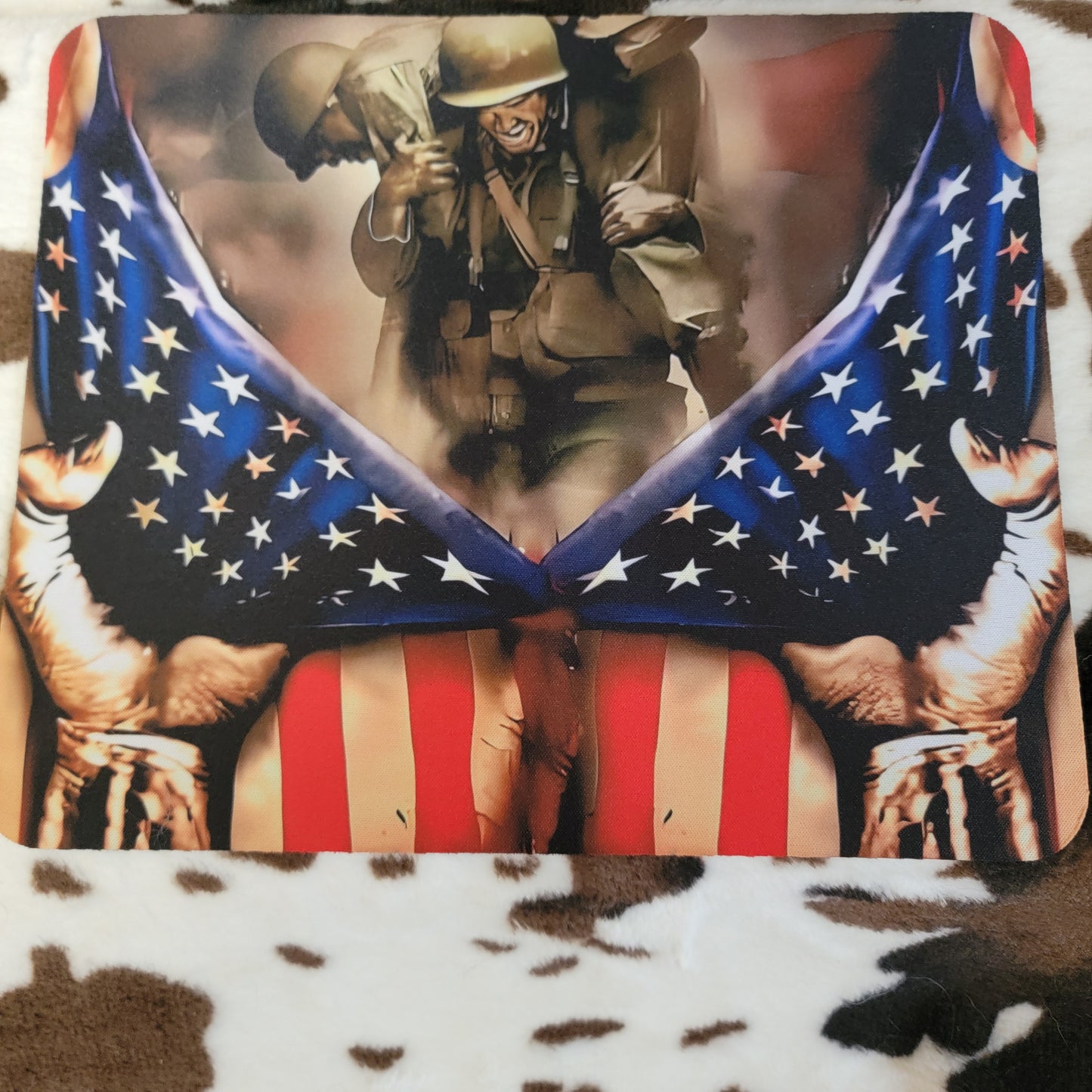American Flag Soldier Mouse Pad
