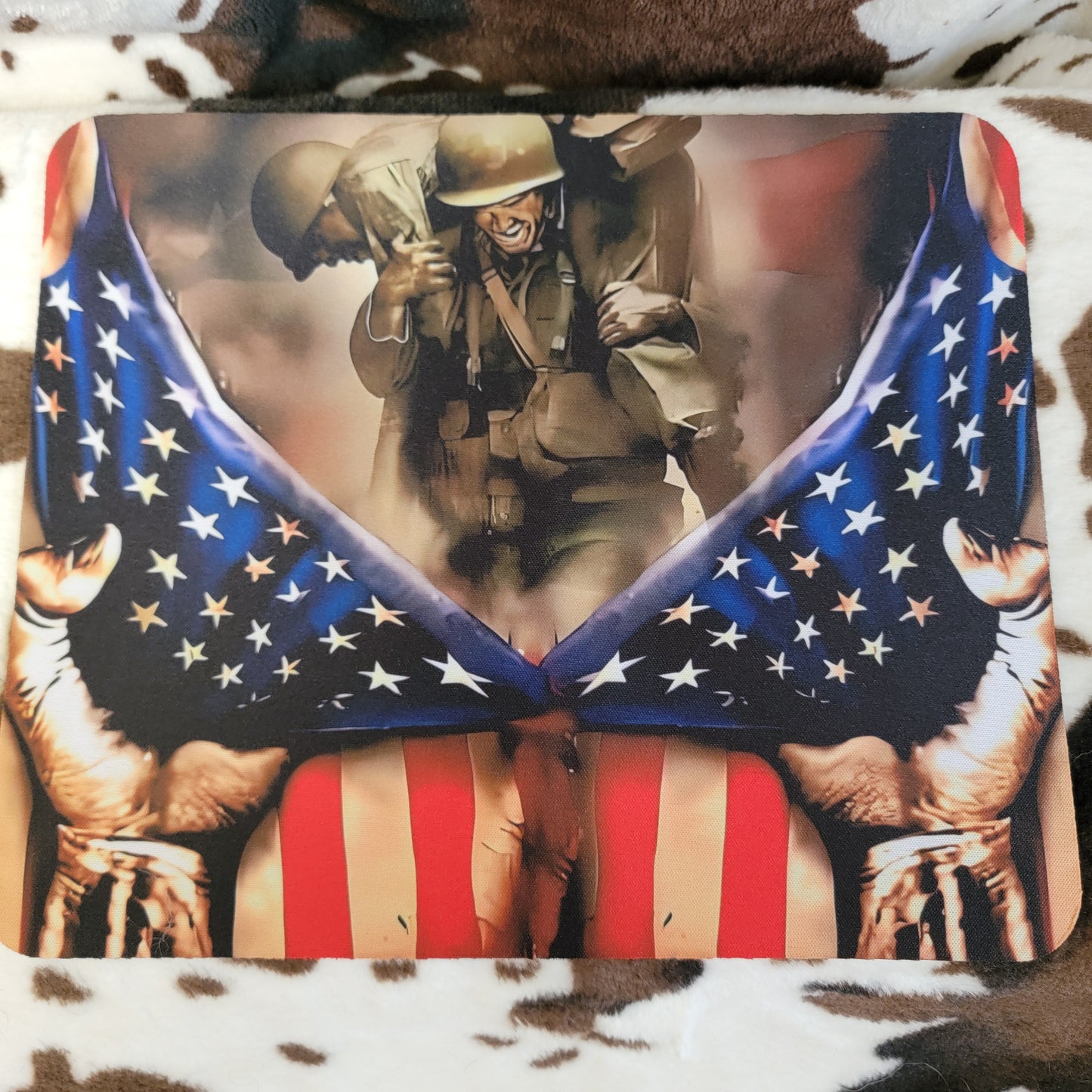 American Flag Soldier Mouse Pad