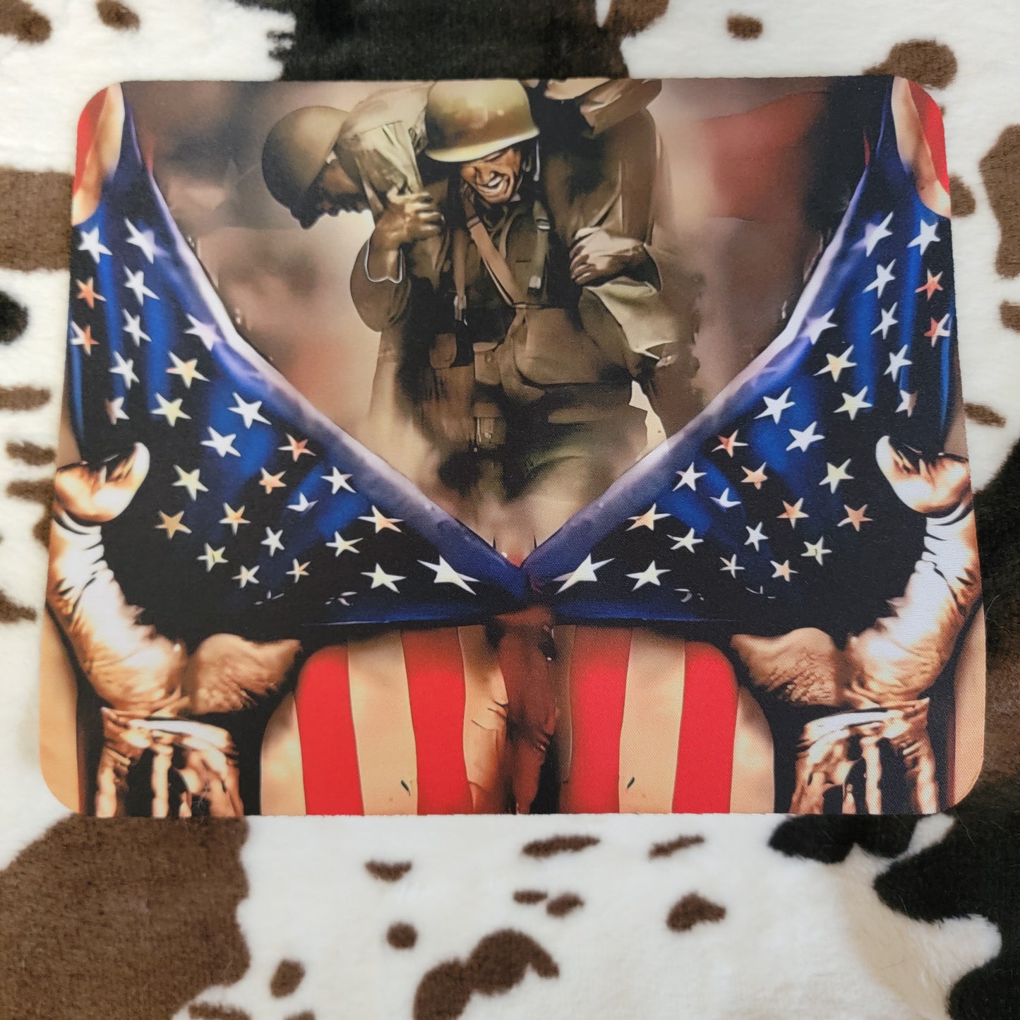 American Flag Soldier Mouse Pad